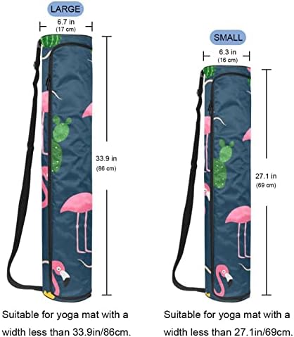 Cacto tropical de flamingo rosa no fundo escuro de ioga de ioga com alça de ombro de ioga bolsa de ginástica bolsa de praia