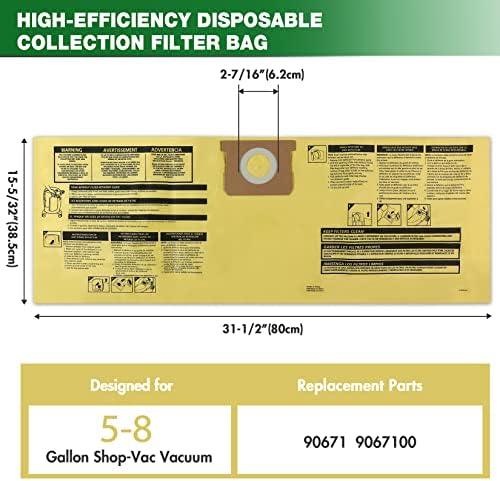 Shop-Vac 5 galão 4,5 pico de hp molhado/seco kit de filtro 6pc