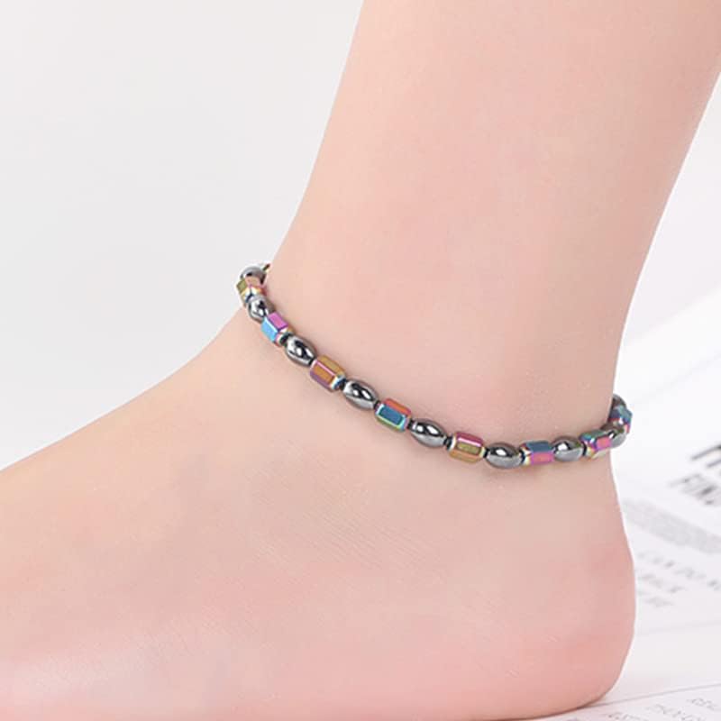 Pulseiras de tornozelo para terapia feminina ， Slim Anti inchaço de hematita Perda de peso Color Lady Lady Anklet