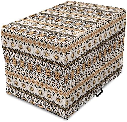 Capa de caixa de cães astecas lunaráveis, ilustração de tom de tom pastel contínuo padrão e geométrico, fácil de usar capa de canil
