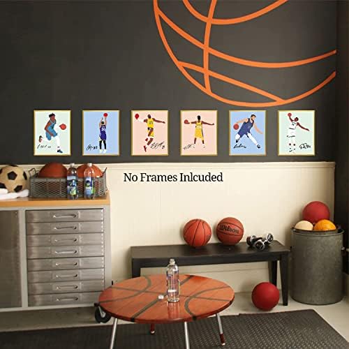 Impressões inspiradoras de arte de parede de basquete, abstrato de basquete estrelado por pôsteres de autógrafos,