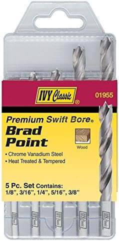 Ivy Classic 01920 5/16 x 4-1/2 polegadas Brad Point Bit, aço de vanádio cromado de alta velocidade, 1/tubo