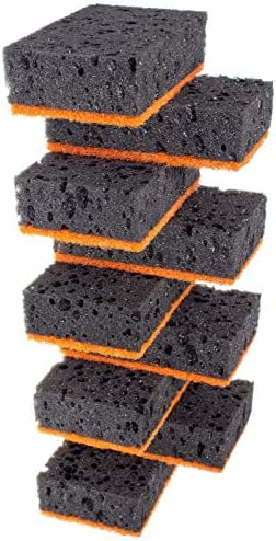Okleen Black & Orange Multi Use Scrub Sponges. Feito na Europa. 18 pacote, 4.3x2.8x1,4 polegadas. Fibra de serviço pesado e