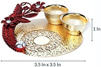 Itiha metal vermelho floral haldi kumkum return presente presente diwali presente festivo mehendi presente- 4,5 polegadas