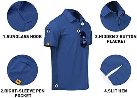 V Valanch Mens Camisas pólo Manga curta Mumiva Wicking Golfe Polo Athletic Circle Shirt Tennis Tops Tops