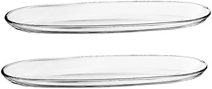 Barski - Glass Europeu - Bandeja Oval - Serviço - Platter - 11 Long, 3,75 de largura - Conjunto de 2 - Feito na Europa