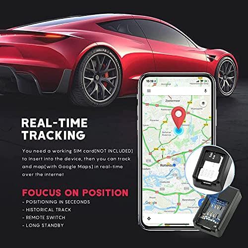 Rastreador de GPS para veículos, mini -GPS magnético Localizador de carros em tempo real, cobertura completa dos EUA, sem