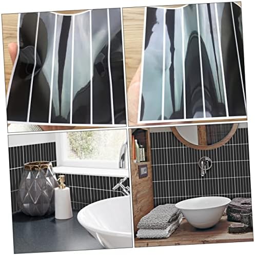 Adesivos de telha de azulejos de Vosareia 25pcs adesivos de telha pretos adesivos à prova de água pretos adesivos de backsplash adesivos