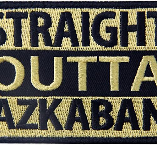 Tactical Straight Outta Azkaban Patch Military Military Moral Aplique Aplique Bordado Bordado gancho e emblema de loop