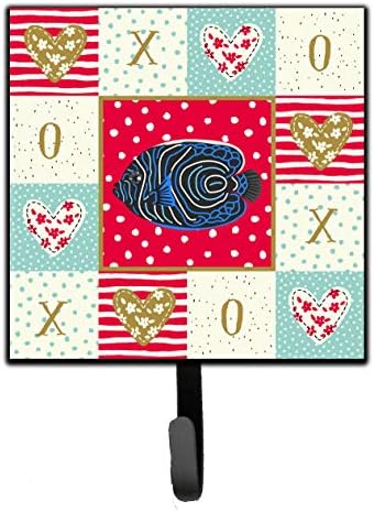 Caroline's Treasures CK5469SH4 Emperor Angelfish Love Leash or Key Holder, Red, Wall Hooks, Key Hooks Holder, Coat Rack Wall Mount,