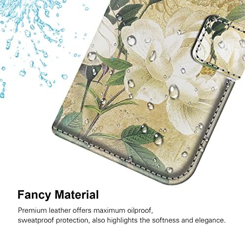 Caixa da carteira ipkaka para iPhone 14 capa branca flor com visualização stand múltipla slots de cartão magnético FLAP FLAP PULHO