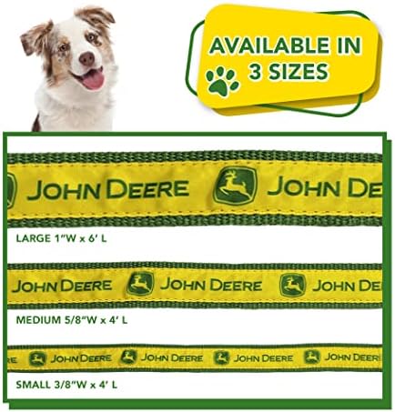 John Deere Pet Leash for Dogs & Cats, tamanho médio. Uma coleira de cachorro licenciada para a construção, tratores, John Deere
