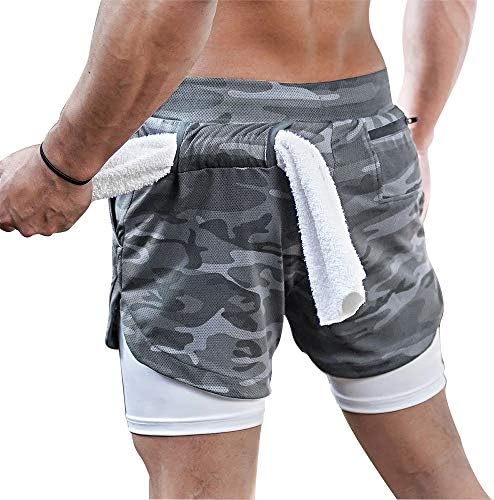 Surrenow masculino com shorts ， Treino de corrida para homens ， 2 em 1 shorts furtivos ， 7 polegadas de academ