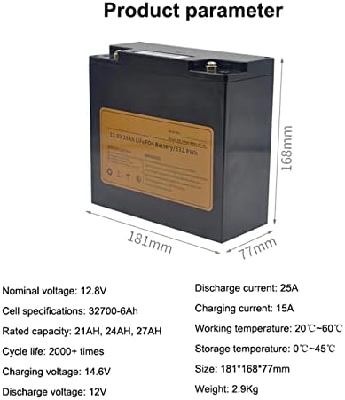 ZJDU 12V Bateria de lítio, 2000+ Ciclo profundo LifePO4, Bateria recarregável de ciclo profundo com BMS embutido, para RV, aplicações