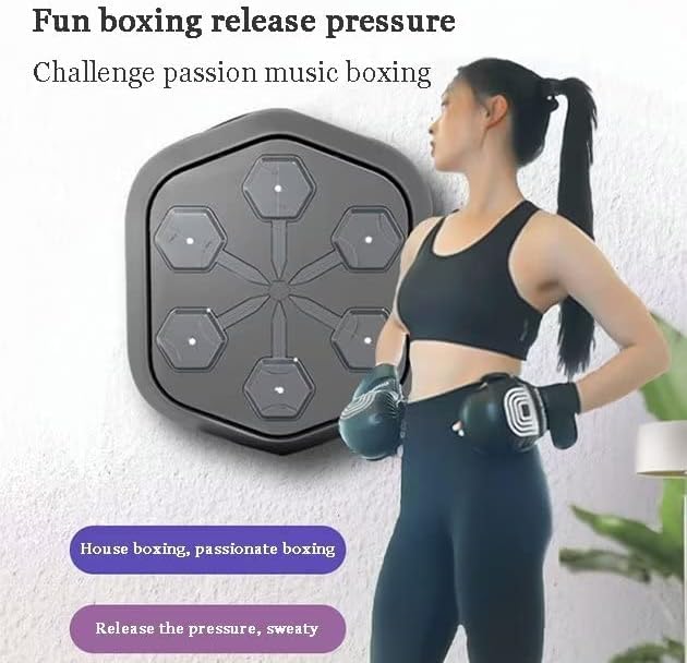 Máquina de boxe de música PSKSER para mulheres - Máquina de caixa de boxe de boxe de parede inteligente de boxe com luzes adequadas para boxe, sanda, taekwondo, treinamento de chun de asa