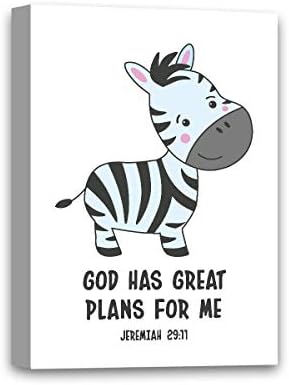 Deus tem grandes planos para mim verso zebra canvas de tela versículos bíblicos para crianças berçário de bairro de