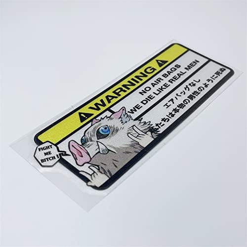 Adesivos de carro de desenho animado Horayten para inosuke Slayer sem airbag, morremos como um alerta engraçado de um homem de verdade, fita de condução segura 15x5.7cm 3m