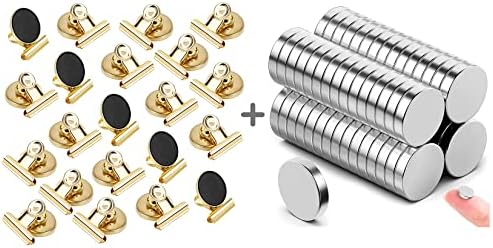 20 clipes magnéticos de pacote Fridge Fridge Whiteboard Clips & 60pcs ímãs pequenos ímãs redondos de geladeira-10x2mm