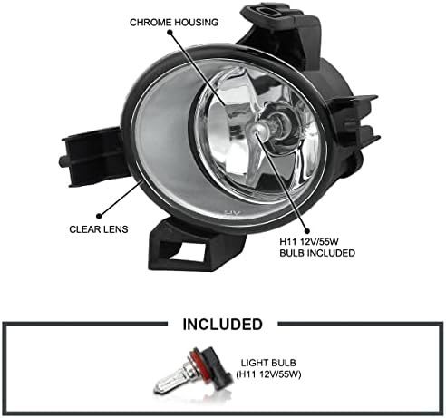 Luzes de nevoeiro de lentes transparentes com afuning spec-d de ajuste compatível com 2005-2006 Nissan Altima, 2004-2006 Nissan Quest