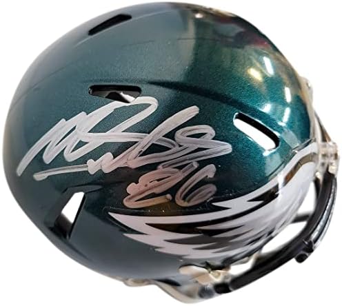 Miles Sanders autografou o Mini Capacete Philadelphia Eagles - assinado à mão & JSA autenticado