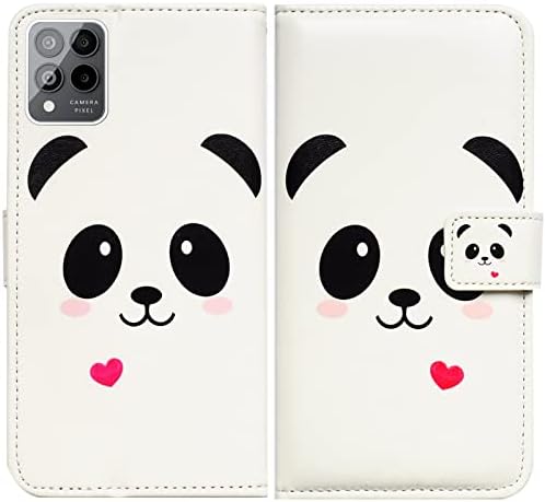 BCOV Revvl 6 Pro 5g Case, panda rosa coração flip capa de capa de capa de telefone com suporte de slot de cartão para o T-Mobile