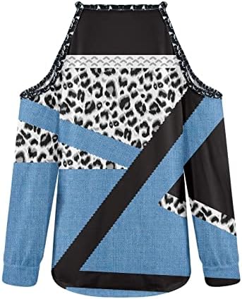 Túnica fora do ombro para mulheres estampas de leopardo o pescoço camisa de manga longa plus size moletom de roupas soltas