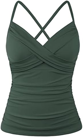 litoral rosa feminina subir tankini nwim top cross front v pescoço de maiô de pescoço