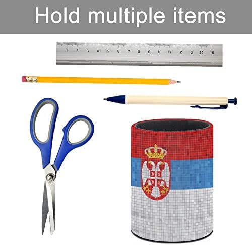 Bandeira de porta -caneta da Sérvia impressa lápis para copo de escova de maquiagem de organizador de mesa para o escritório da sala
