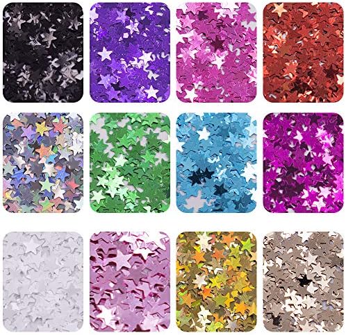 Confetti de Glitter Star Ebanku, 24 caixas estrelas coloridas lantejoulas holográficas laser glitter unha arte flocos unhas glitter 3d decalques de manicure Decoração de unhas