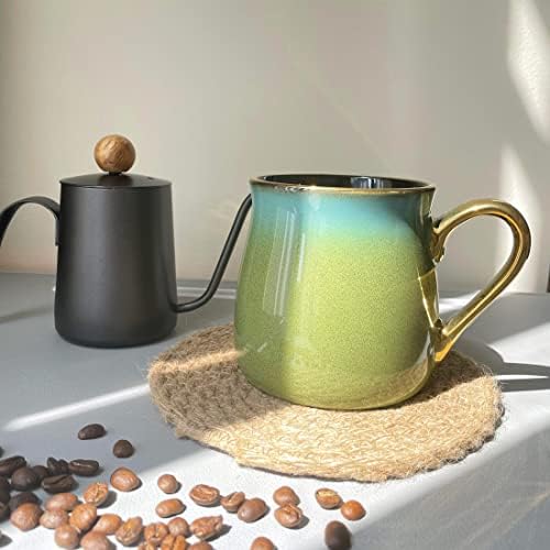 Hytyskar 19 oz grandes canecas de café em cerâmica, xícara de chá grande com alça de ouro e aro para escritório e casa.