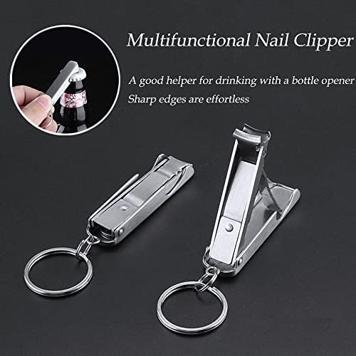 ZLMC Keychain Unhas Clippers ， 2 em 1 portátil dobramento de aço inoxidável Clipper e abridor de garrafas com chave de chave de viagem