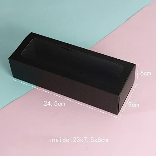 Caixa de presente do tipo de gaveta de papel kraft marrom/vermelha/preta com janela de casamento clara de biscoito de