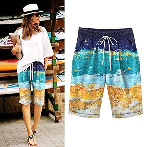 Xinshide Floral Print Bermuda shorts para feminino