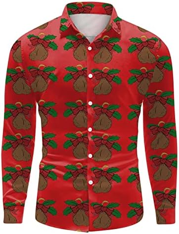 XXBR Christmas Casual Button Down Camisetas para masculino Coloque de colarinho de colarinho de colarinho de colarinho Novelty Tops Xmas Funny Graphic Designer camisa