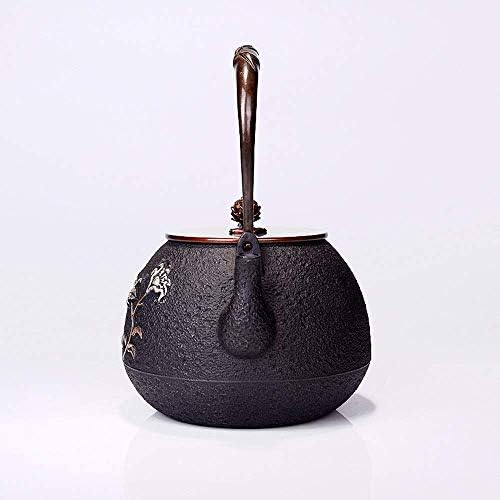 Chaleira de chá de ferro fundido chaleira chaleira de ferro fundido bels elhos panela japonesa estilo japonês bule de chá de chá de 1200 ml de ferro fundido, lsxysp, preto, 1200 ml