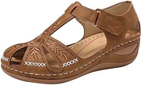 Smallyin feminino sandálias de verão gancho de corte confortável e loop vintage peep dedo de camurça de camurça, casual