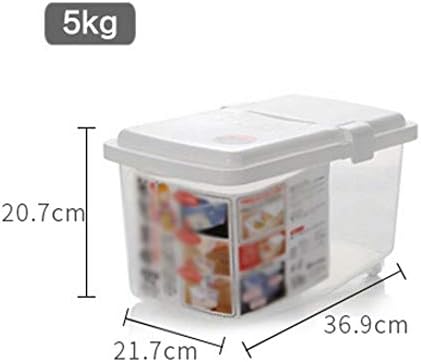 Caixa de armazenamento de arroz de arroz de 5 kg WSSBK Distribuidor de cereais Flip Lid Food Organizador de cozinha