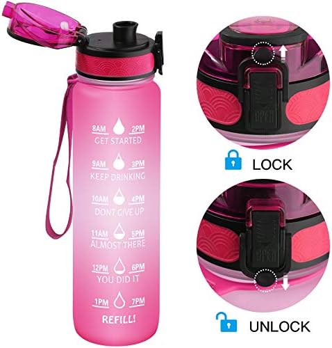 NC Best Sports Water Bottle - 32oz grande - Fluxo rápido, tampa à prova de vazamento do topo com um clique em abrir - BPA