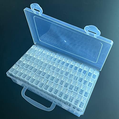 Caixa de armazenamento de pintura de diamantes 5D com 56/64 grades, caixa de organizador transparente, acessórios