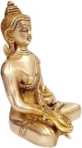 Purpledip Brass Idol Medicina Buda: Estátua de ouro vintage da cura tibetana