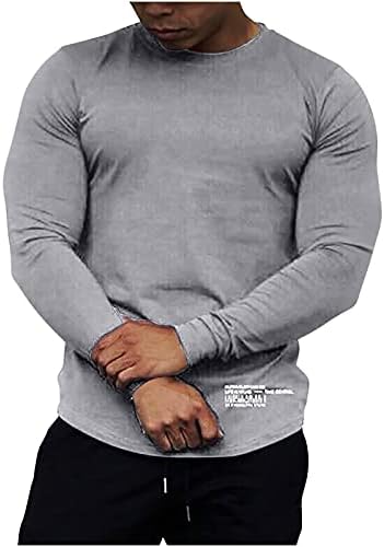 Camisetas de manga comprida para homens esportes camisetas de algodão camisetas musculares tees de base de base apertada