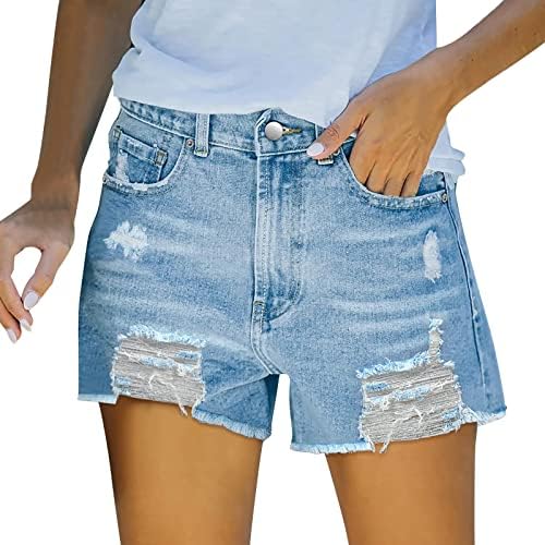 Shorts jeans rasgados para mulheres com cintura alta