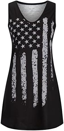 4 de julho Vestidos sexy para mulheres solteiras mini vestido de verão sem mangas contra o pescoço da bandeira americana