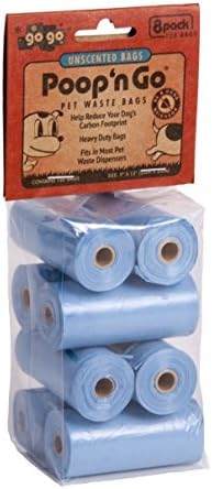 GOGO PET Products 8-Pack Poop n GO não com saco de animais de estimação Rolls de reabastecimento, azul royal