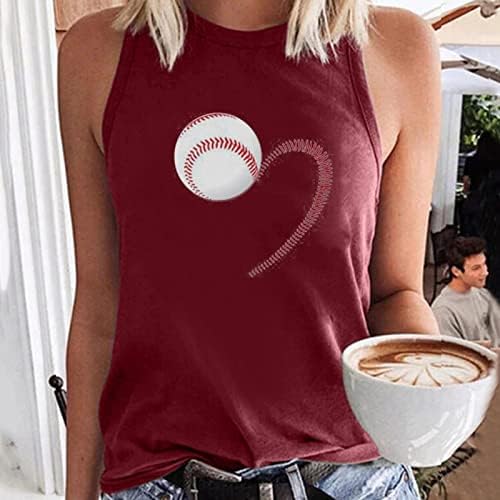 Salva de camisa de manga longa para mulheres femininas com estampa de beisebol sem mangas Summer Summer Three Color camiseta