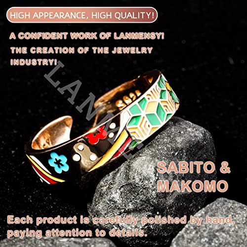 Lanmensy Slayer Slayer Rings Anime Jóias Original 925 Sterling Silver “All24 Styles” [novo] tamanho ajustável Kimetsu no Yaiba Cosplay Fashion Anime Gifts