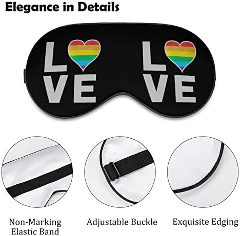 Amor gay amor arco -íris estampar máscara olho de máscara bloqueando a máscara de sono com alça ajustável para viajar para dormir