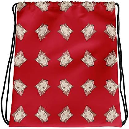 LOLamart Bull Terrier Diamond Logo em todas as impressões sacos de cordão vermelho