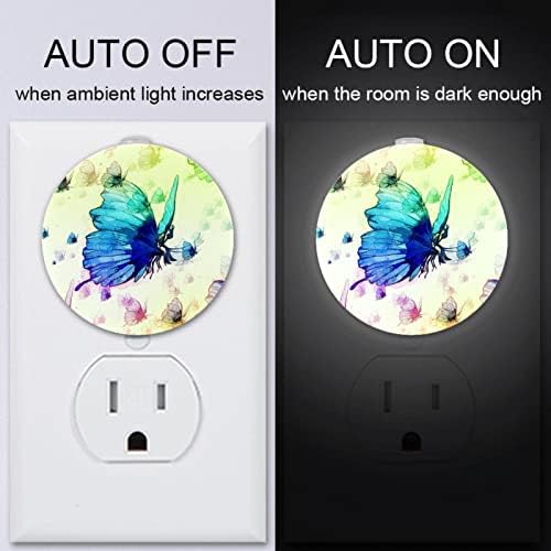 2 Pacote de plug-in Nightlight Night Night Butterflies Wings Inseto Voando com sensor do anoitecer para o quarto para o quarto