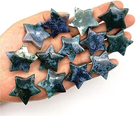 Seewoode ag216 1pc Cristais de Mosse AGATZ NATURAIS CRISTOS DE CRISTORES ESTRELAS Cura de pedra Diy Diy Decoração de